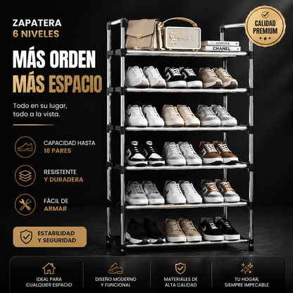 Zapateras multifuncional  6 Niveles  Negro