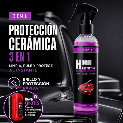 Spray Cerámico 3 en 1 - Limpia, da brillo y protege - Mejora el aspecto de tu vehículo en minutos