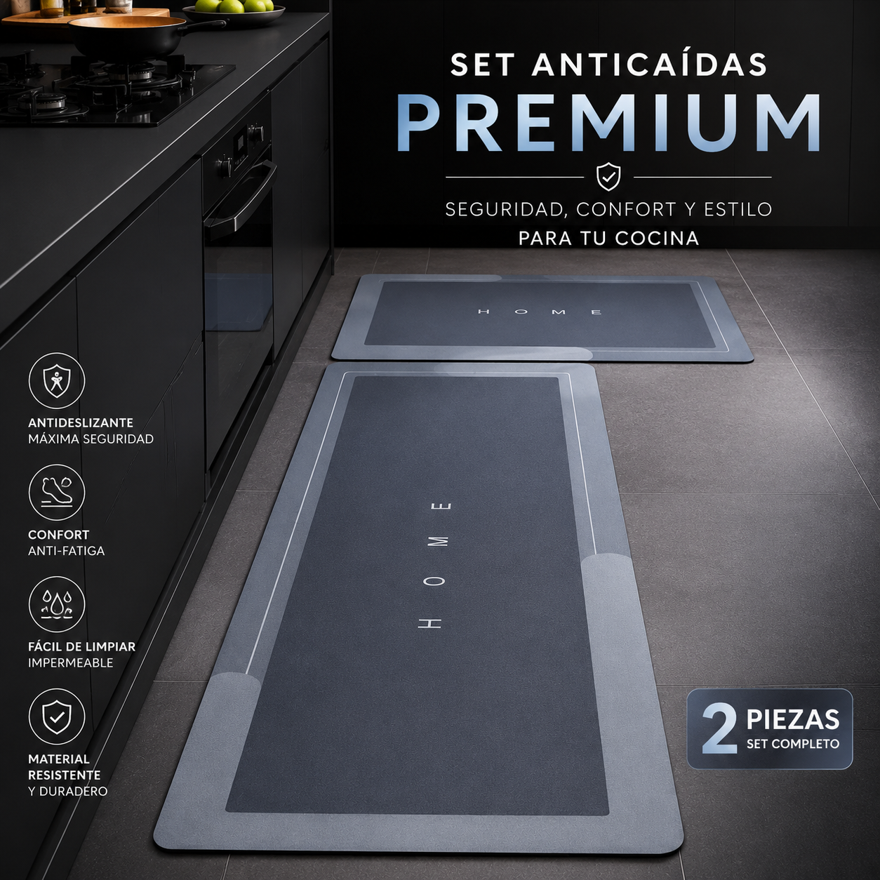 GripZone-Set Anticaídas de Cocina-Superficie firme que reduce deslizamientos desde el primer uso