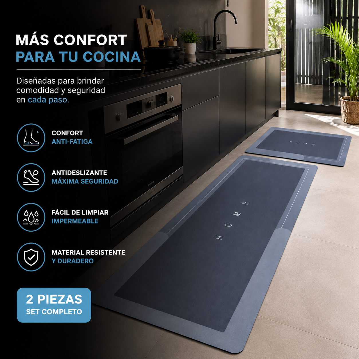 GripZone-Set Anticaídas de Cocina-Superficie firme que reduce deslizamientos desde el primer uso